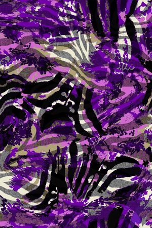 数码 斑马纹 动物纹 拼贴 紫色  服装印花华亿平台图片