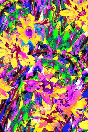 数码 多彩 大花 花卉 花朵 鲜花印花华亿平台图片