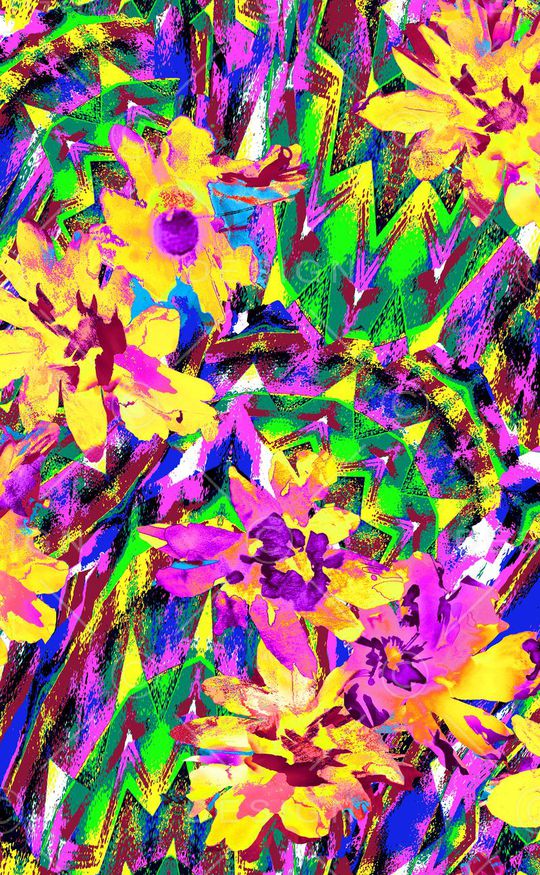 数码 多彩 大花 花卉 花朵 鲜花印花华亿平台图片