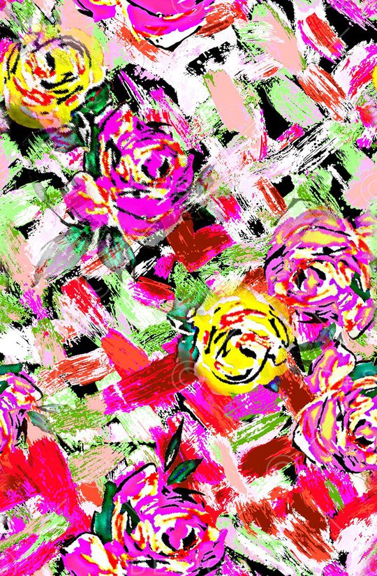 数码 方块 花朵 花卉  红色 抽象 印花华亿平台图片