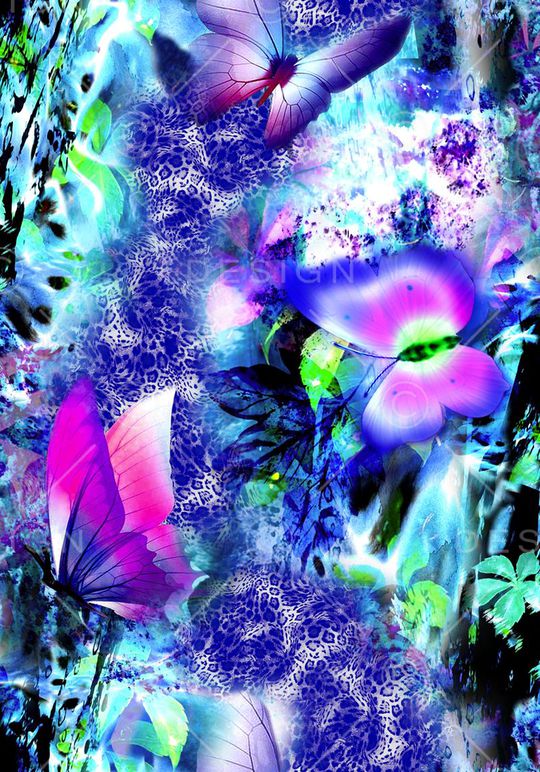 数码 虎纹 动物纹 拼贴 蝴蝶花 绚丽印花华亿平台图片