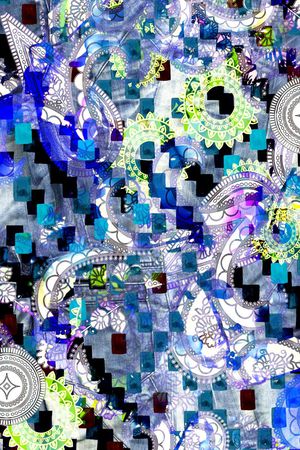 数码 几何 炫彩 珠宝 金属 长方形印花华亿平台图片