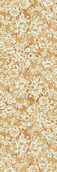 中国风 抽象 花卉 长巾 土黄色印花华亿平台图片