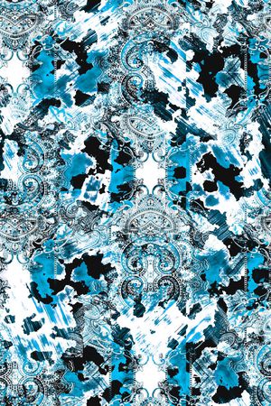 佩斯利 腰果花 民族部落风 蓝色 黑色 白色 印花华亿平台图片