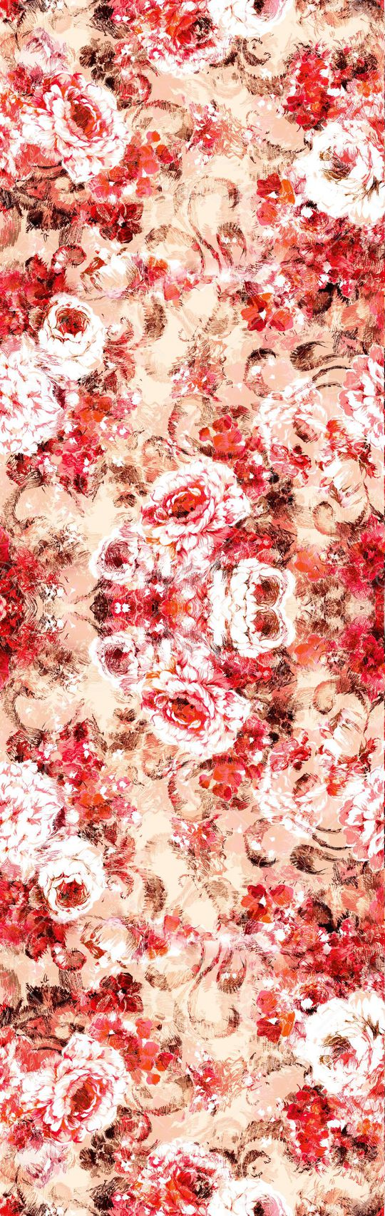 水彩 大花卉 印花 长巾 花朵 红色印花华亿平台图片