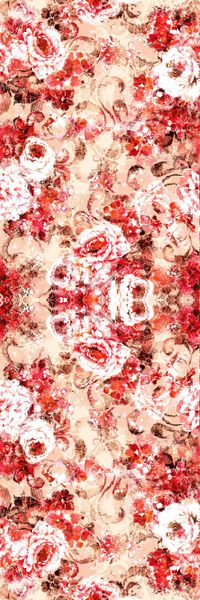 水彩 大花卉 印花 长巾 花朵 红色印花华亿平台图片