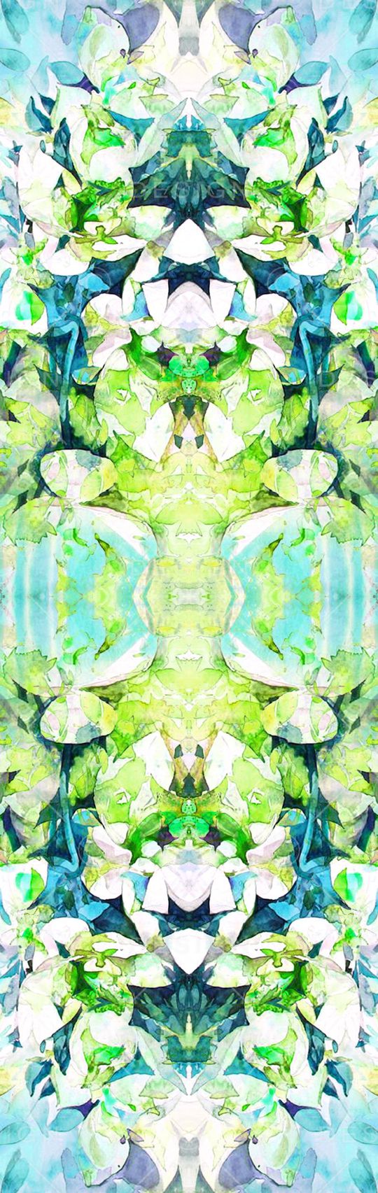 水彩 大花 花卉 对称 抽象 朦胧 印花 长巾印花华亿平台图片