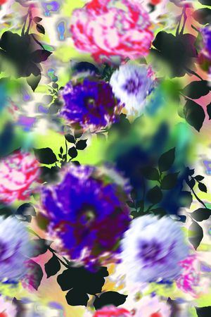 数码 大花朵 抽象 梦幻 模糊印花华亿平台图片