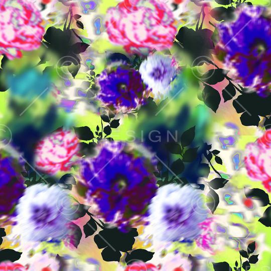 数码 大花朵 抽象 梦幻 模糊印花华亿平台图片