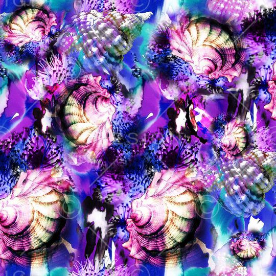 数码 海螺 花卉 紫色 花朵 服装 印花华亿平台图片