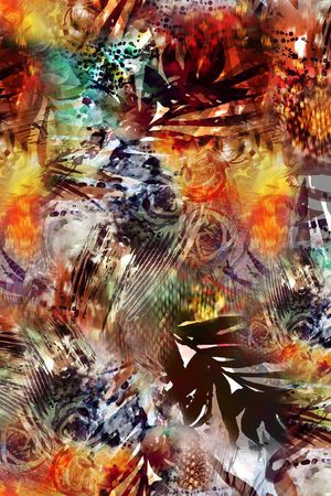 数码 蛇纹 花  服装 花卉 花朵 拼贴印花华亿平台图片