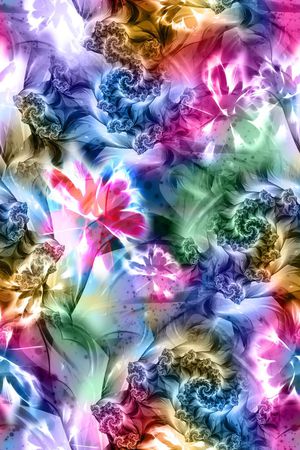 梦幻 花卉 花朵 鲜花 蓝色 玫红印花华亿平台图片