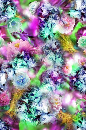 梦幻 朦胧  花卉 花朵 抽象 服装 印花华亿平台图片