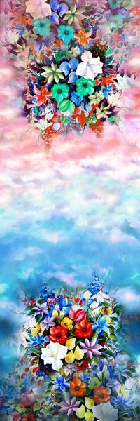 花卉 长巾 鲜花 花朵 红色 蓝色 印花华亿平台图片