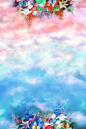 花卉 长巾 鲜花 花朵 红色 蓝色 印花华亿平台图片