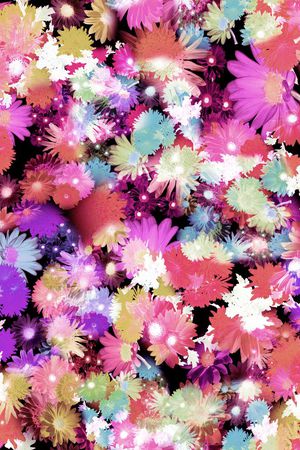 多彩 花卉 花朵 服装 七彩 绚丽 数码印花华亿平台图片