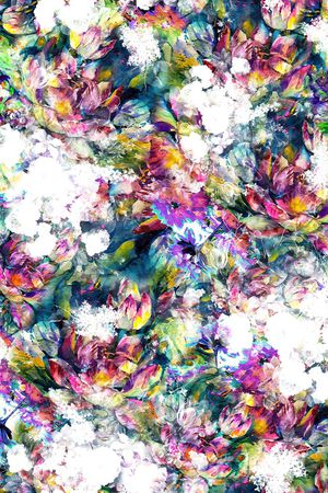 水彩 花卉 花朵 组合 数码 服装印花华亿平台图片