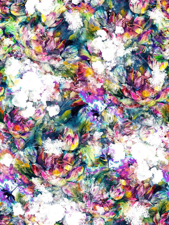 水彩 花卉 花朵 组合 数码 服装印花华亿平台图片