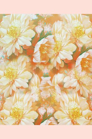 手绘  花卉 方巾 花朵 油画印花华亿平台图片