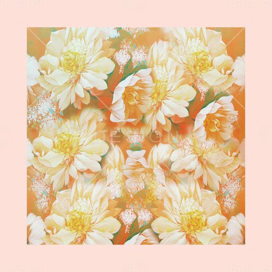 手绘  花卉 方巾 花朵 油画印花华亿平台图片