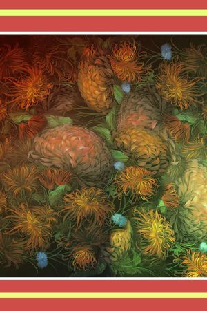 方巾 花   菠萝 红毛丹 水果 菊花 花卉 花朵印花华亿平台图片