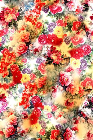 多彩 国画 水墨 花卉 花朵 小花 服装印花华亿平台图片