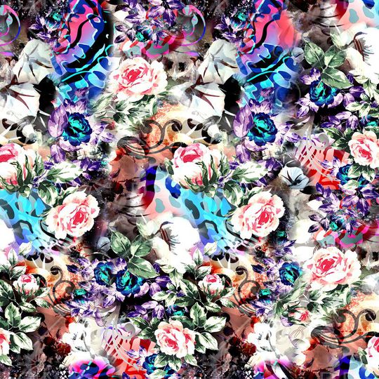 数码 树叶 花朵 鲜花 立体 层次 印花华亿平台图片