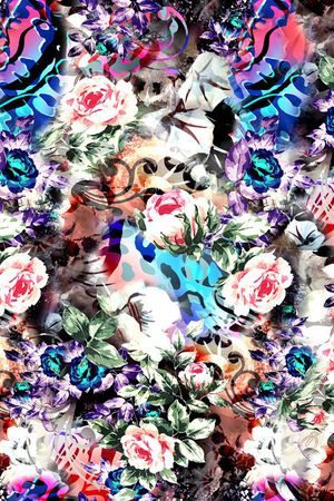 数码 树叶 花朵 鲜花 立体 层次 印花华亿平台图片