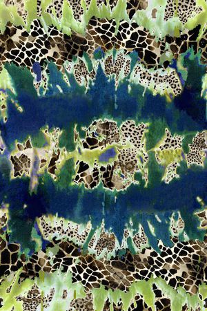 数码 渲染 动物纹 豹纹 蓝色 拼贴印花华亿平台图片