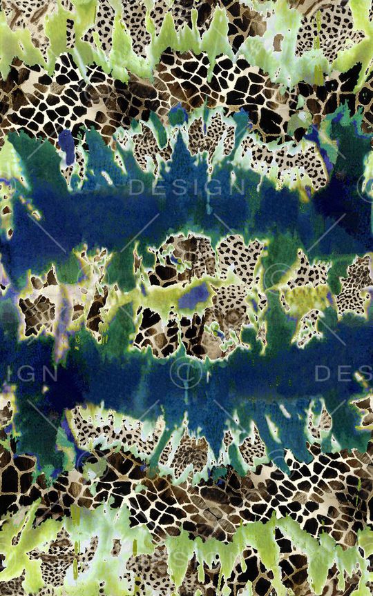 数码 渲染 动物纹 豹纹 蓝色 拼贴印花华亿平台图片
