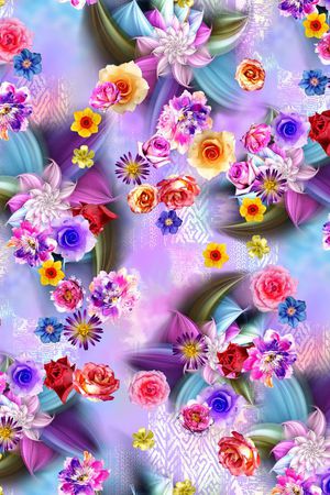 数码 小花 大花 花朵 清新 玫红印花华亿平台图片