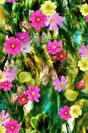 数码 椰树  树叶 花朵 鲜花 花卉 印花华亿平台图片