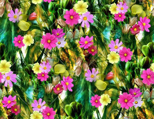 数码 椰树  树叶 花朵 鲜花 花卉 印花华亿平台图片