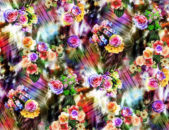 数码 多彩 绚丽 几何 花卉 花朵 服装印花华亿平台图片