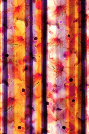 竖条纹 花卉 花朵 鲜花 家纺 服装 橙色印花华亿平台图片