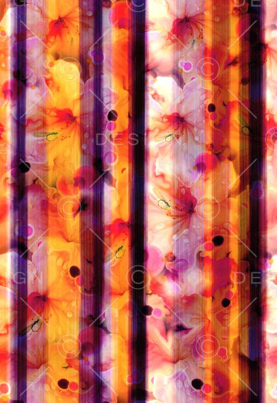 竖条纹 花卉 花朵 鲜花 家纺 服装 橙色印花华亿平台图片