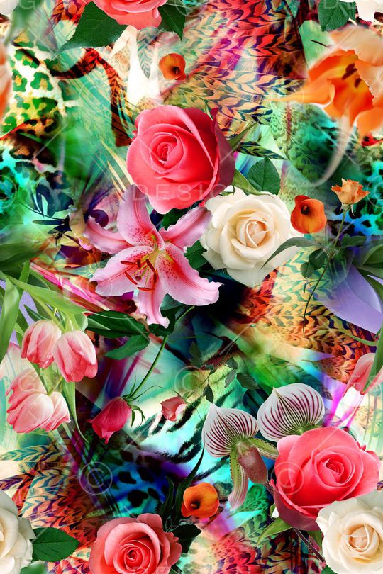 立体 花卉 真实  清晰 逼真 花朵 鲜花 动物纹 玫瑰 百合 印花华亿平台图片