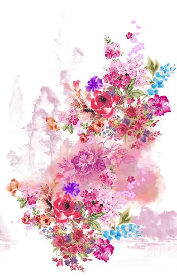 247732-水墨风多彩花卉