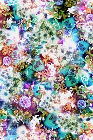 多彩 花卉 花朵 组合 服装 立体 数码 印花华亿平台图片