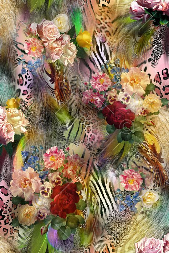 条纹 抽象 手绘 花卉 花朵 油画 朦胧 七彩印花华亿平台图片