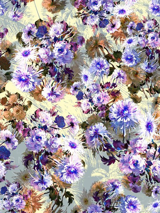 油画 效果 花卉 花朵 鲜花 紫色 唯美 印花华亿平台图片