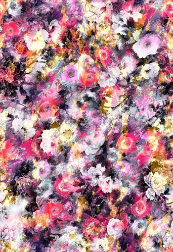 248293-油画水墨水彩朦胧效果花卉花朵组合