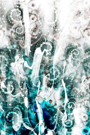 单边 定位 抽象 水墨 珠宝 蓝色  长巾 服装印花华亿平台图片