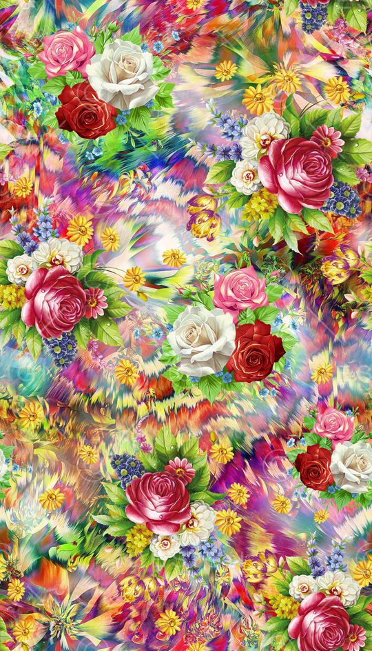 艳丽 花卉 花朵 服装 数码 立体 层次 印花华亿平台图片