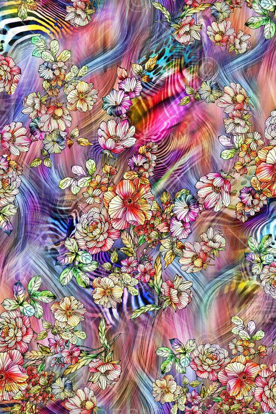 数码 动物 毛纹理 大花朵 线条 几何 花卉印花华亿平台图片