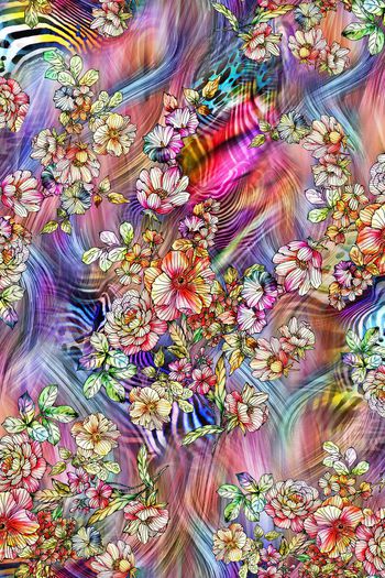 数码 动物 毛纹理 大花朵 线条 几何 花卉印花华亿平台图片