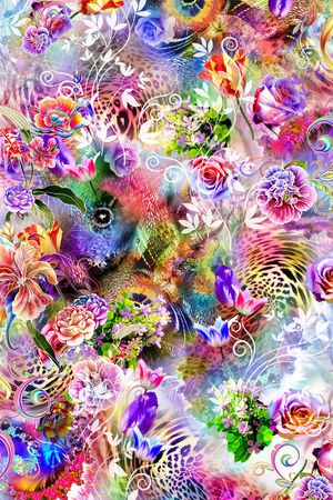 数码 流行 乱问 镂空 大花 花朵 花卉 服装印花华亿平台图片