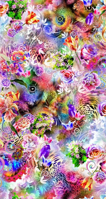 数码 流行 乱问 镂空 大花 花朵 花卉 服装印花华亿平台图片