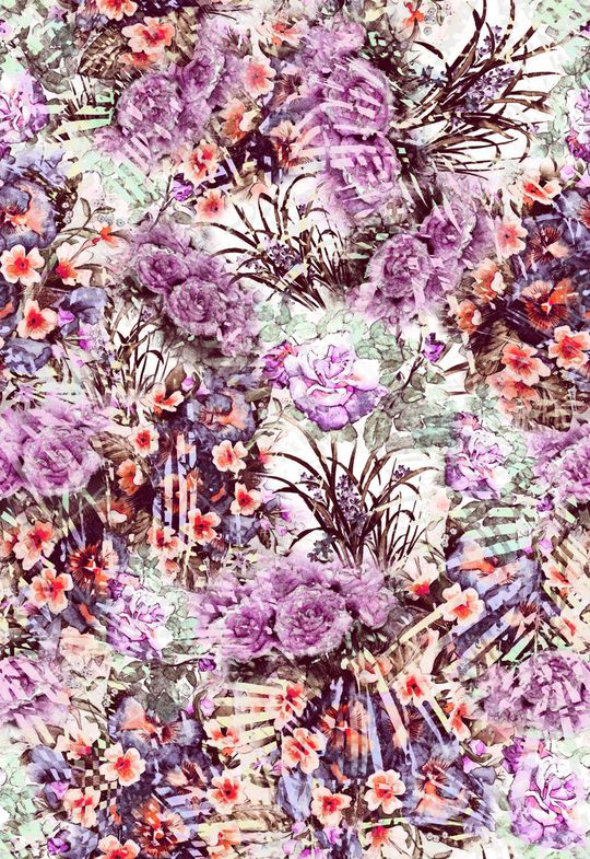 水彩 花卉 花朵 复古 立体 数码 服装印花华亿平台图片