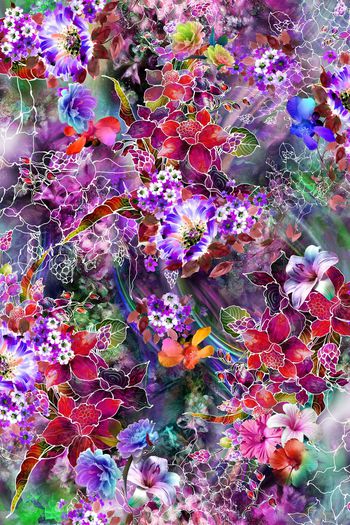 248767-数码炫彩镂空线条大花油画大花朵